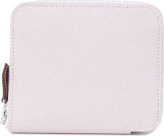 Herm&egrave;s Silver Epsom Leather Silk Wallet (Bi-Fold) (Pre-Owned)