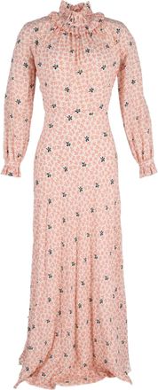 VILSHENKO Eleanora Maxi Dress in Peach Floral Print Silk