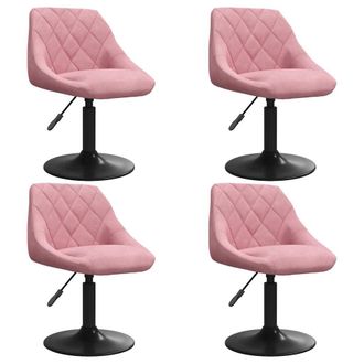 vidaXL Sedie Da Pranzo Girevoli 4 Pz Rosa In Velluto Vidaxl