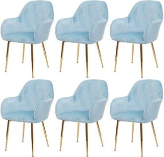 Hhg Lote De 6 Sillas De Comedor Hhg-240, Silla Silla De Cocina, Dise&ntilde;o Retro, Terciopelo Menta, Patas Doradas