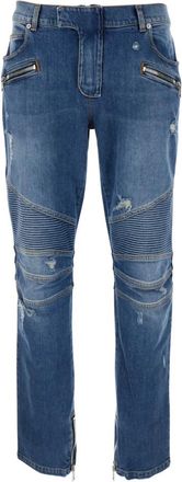 Balmain Vintage Blue Biker Denim Broek - Heren - Slim Fit Jeans - Blauw - W34 - Denim - Jeans