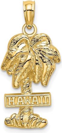 Diamond2Deal 14k Yellow Gold HAWAII Palm Tree Charm Pendant