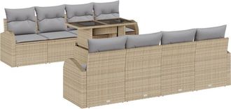 vidaXL Garden Sofa Set with Cushion 7 pcs Beige Poly rattan Vidaxl