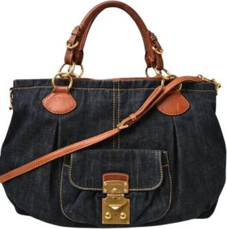 Miu Miu Pre-owned Handbags, female, Brown, Size: ONE SIZE Pre-owned Denim Handbag
