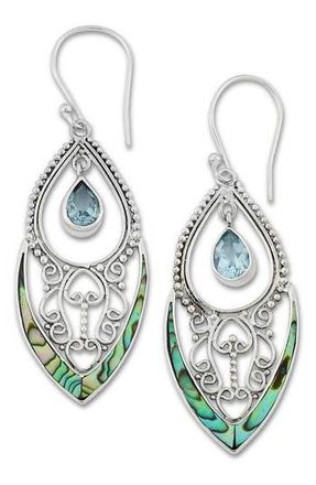 Samuel B. Abalone Drop Earrings in Silver/Blue Topaz at Nordstrom Rack