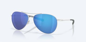 Costa Unisex Piper Polarized Sunglasses In Satin Silver Blue Mirror