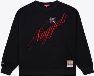 Mitchell & Ness Womens Mitchell & Ness Black Denver Nuggets Hardwood Classics Script Lightweight Sweatshirt at Nordstrom, Size Medium