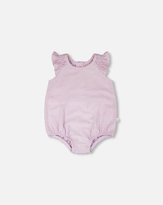 Deux par Deux Jersey Flutter Sleeves Romper in Lavender at Nordstrom, Size 12M
