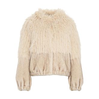 Bully Faux Fur & Shearling Jackets, female, Beige, Size: S Beige Faux Fur Jacket Aw25