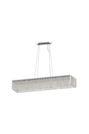 Netlighting Melenki 11 Light Oblong Chrome Crystal Pendant Ceiling Light in Grey