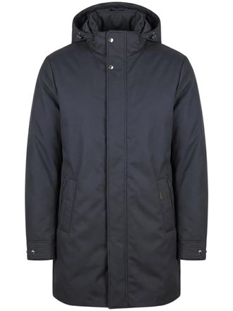 Moorer Minimalist Black Hooded Padded Coat with Zip Closure