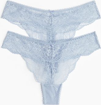 H&M 2er-Pack Tangas aus Spitze - Blue