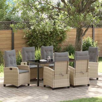 vidaXL Conjunto De Comedor De Jard&iacute;n 7 Pcs Beige Rat&aacute;n Sint&eacute;tico Vidaxl