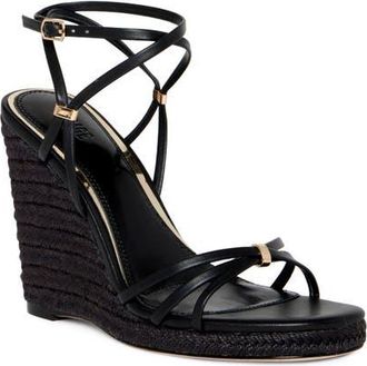 Paige Kylen Ankle Strap Wedge Sandal in Black at Nordstrom, Size 10.5