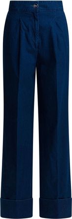 Valentino Womens Wide-leg Jeans With Pleats - Dark Blue Cotton - Size EU 40 (Womens)
