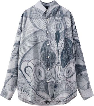 Christophe Lemaire Angkasapura button-up silk shirt - unisex - Silk - L - Grey
