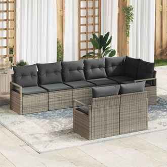 vidaXL Conjunto De Sof&aacute; De Jard&iacute;n 8 Pcs Gris Polirat&aacute;n Vidaxl