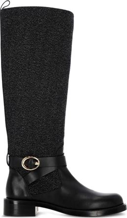 Stuart Weitzman buckle-detail tweed boots - women - Leather/Goat Skin/Fabric/Polyurethane - 35,5 - Black