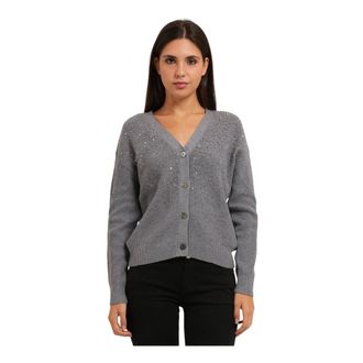 Gaud&igrave; Truien & Vesten, Dames, Grijs, L, Leer, V-hals Cardigan