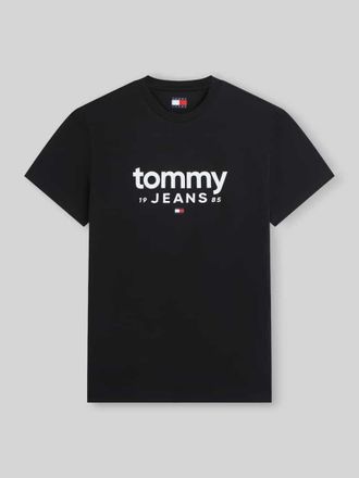 Tommy Jeans Relaxed Fit T-Shirt aus reiner Baumwolle mit Label-Schriftzug in Black, Gr&ouml;&szlig;e XXL