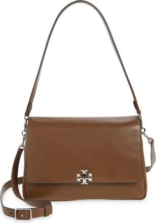 Tory Burch Charlie Leather Shoulder Bag in Malt Brown at Nordstrom