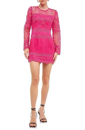 endless rose Long Sleeve Body-Con Minidress in Fuchsia at Nordstrom, Size X-Small