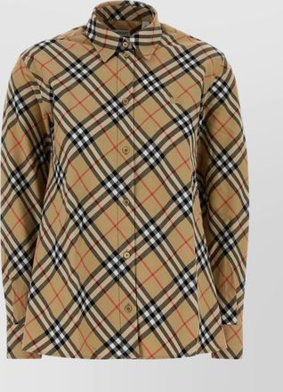 Burberry cotton shirt with checked pattern and long sleeves