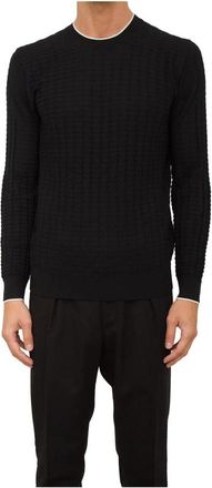 Paolo Pecora Zwarte Ronde Hals Shirt - Heren - Ronde hals truien - Zwart - XL - Wol - Truien & Vesten