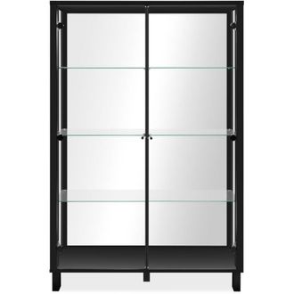 Calicosy Calicosy - Vetrina con 2 ante in vetro e 6 ripiani in vetro nero e specchio, 100 cm - albi