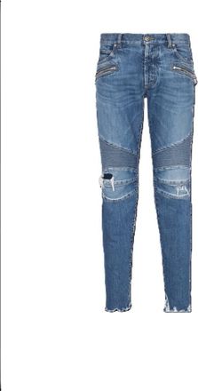 Balmain MenS Blue Ribbed Slim Jeans, Size 34