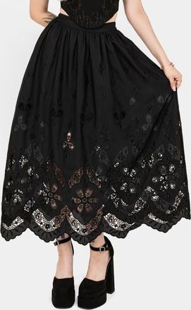 Disturbia Maple Broderie Hem Maxi Skirt in Black at Nordstrom, Size 10