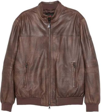 Peuterey Brown Fionia Leather Jacket With Pockets