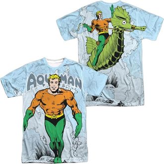 Gildan DC Comics Clasic Aquaman (Front/Back Print) Short Sleeve Adult Poly Crew Tee / T-Shirt