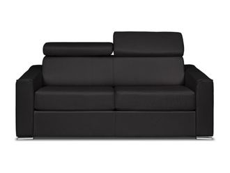 VENTE-UNIQUE.COM Sof&aacute; cama 100% piel 3 plazas negro 196x223cm