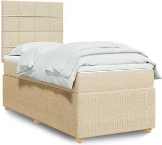 vidaXL Cama Box Spring Con Colch&oacute;n Tela Color Crema 80x200 Cm Vidaxl