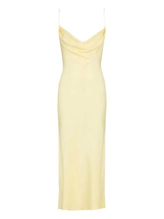 Balmain cowl-neck satin dress - Yellow