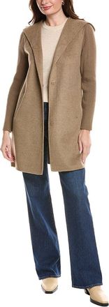 Kenneth Cole Hooded double face wool with rib knit sleeves