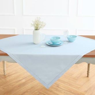 Solino Home Cotton Linen Hemstitch Table Throw 52 x 52 Inch for Dining Table, Holiday and Everyday Table Decor in Light Blue at Nordstrom, Size Medium