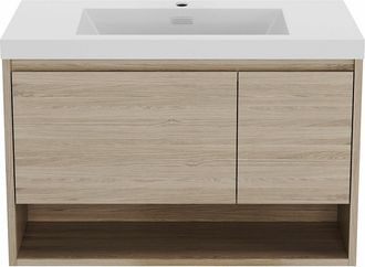 Vente-Unique Mueble de ba&ntilde;o suspendido con lavabo - 90 cm - PUJUKA