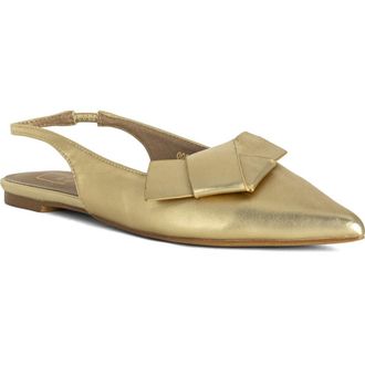 Shushop Audrey Pointed Toe Slingback Flat in Gold at Nordstrom, Size 7.5