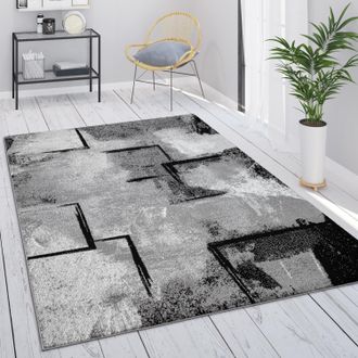 Paco Home Paco Home - Alfombra Sal&oacute;n Gris Vintage Pelo Corto Motivo Geom&eacute;trico Abstracto 200x290 Cm, Gris 7