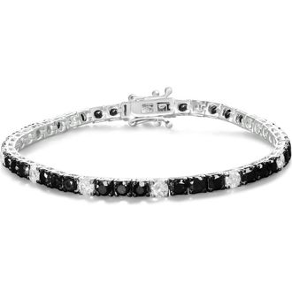 House of Brilliance Silver 10.0Cttw Black and White Diamond Tennis Bracelet at Nordstrom