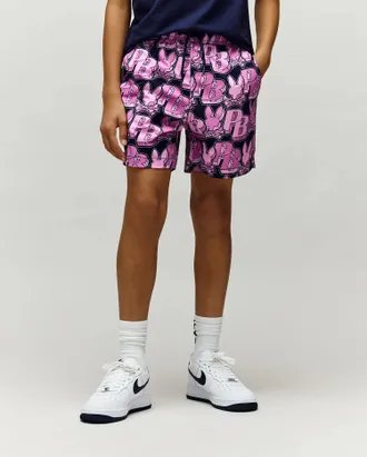 Psycho Bunny Kids Zal All Over Print Swim Trunk 508 ORCHID / XS/5-6
