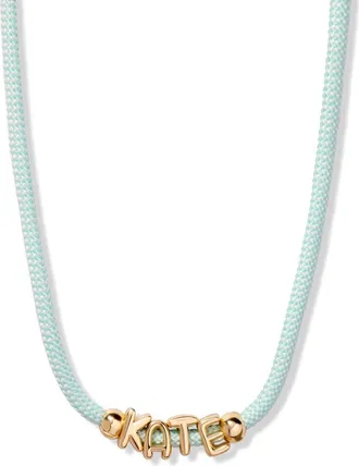 Brook & York Breezy Name Necklace in Gold/mint at Nordstrom