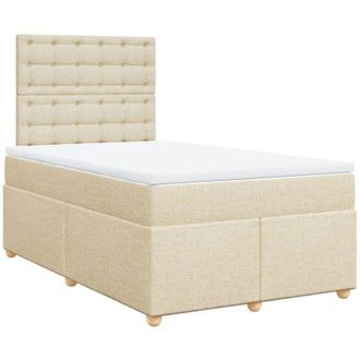 vidaXL Cama Box Spring Con Colch&oacute;n Tela Color Crema 120x200 Cm Vidaxl