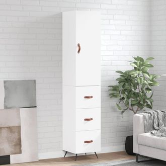 vidaXL Aparador Alto Madera Contrachapada Blanco 34,5x34x180 Cm Vidaxl