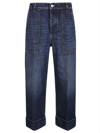 Bottega Veneta Dark Blue Wide Leg Denim Cotton Jeans