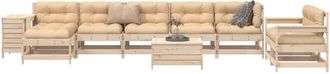 vidaXL Juego De Sof&aacute;s De Jard&iacute;n 10 Pzas Madera Maciza De Pino Vidaxl