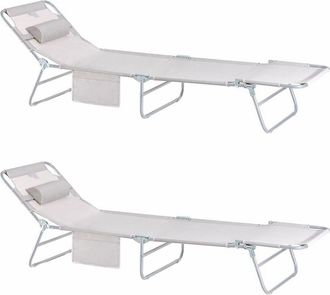 SoBuy SoBuy Sdraio pieghevole,lettino prendisole,schienale reclinabile,2 pezzi, Beige OGS35-MIx2