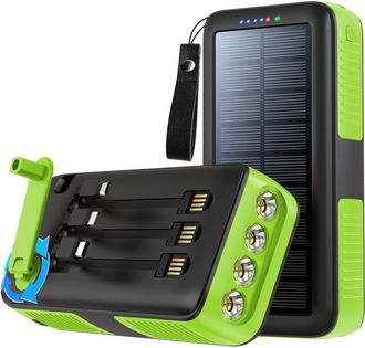 OEM Powerbank Solar - 10000 Mah - Manivela Integrada - Resistente Al Agua Ip6 - Lampara Led - 5 Puertos De Salida - 1 Unidad